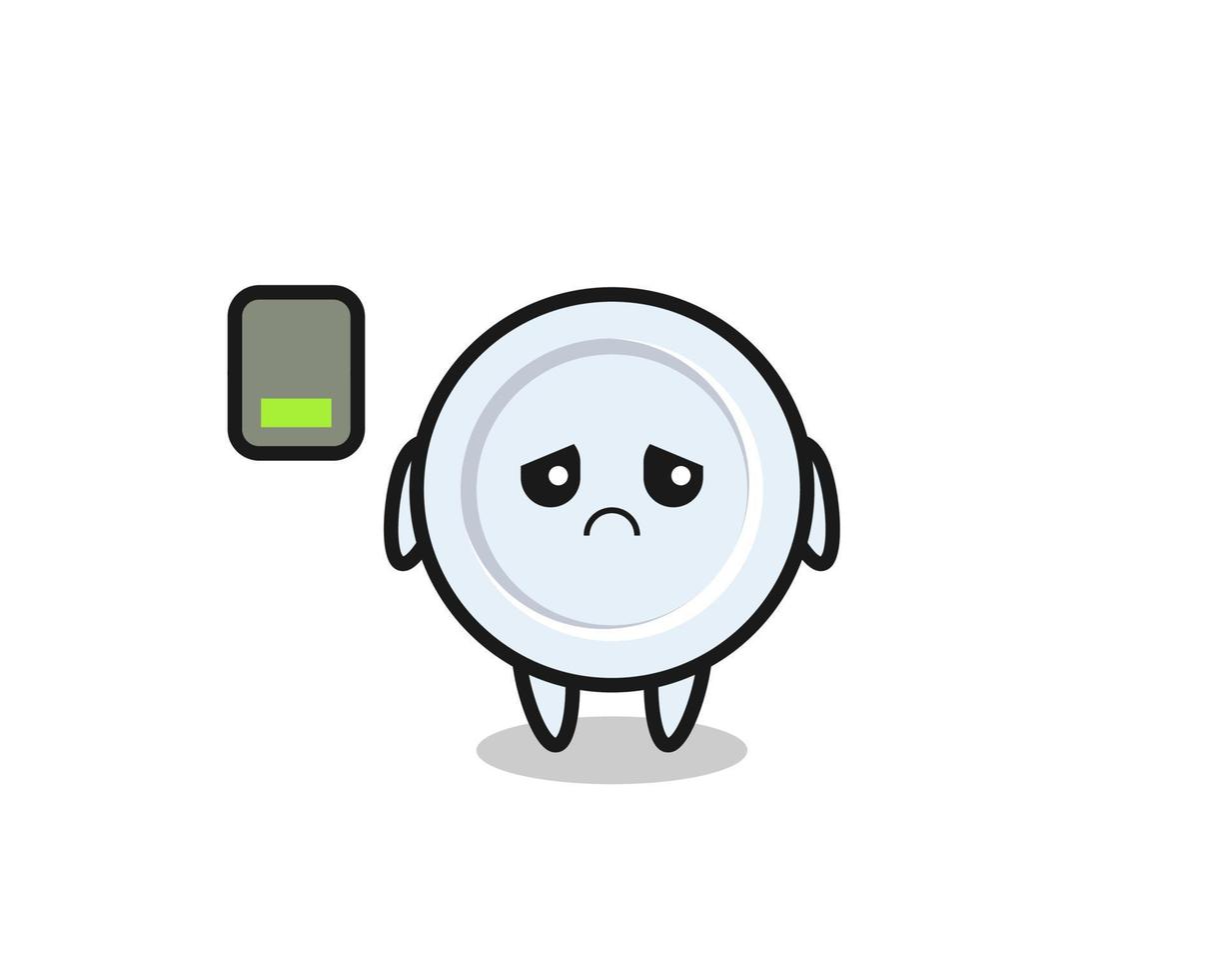 plate mascot character doing a tired gesture vector