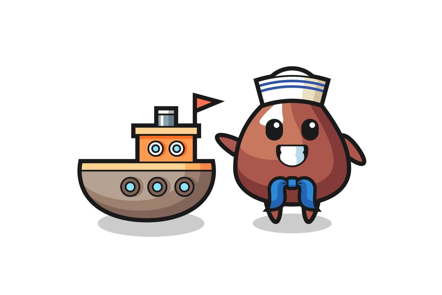 Character mascot of choco chip as a sailor man vector