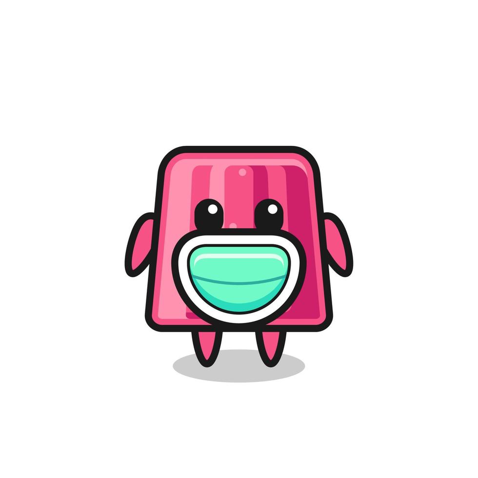 cute jelly cartoon wearing a mask vector