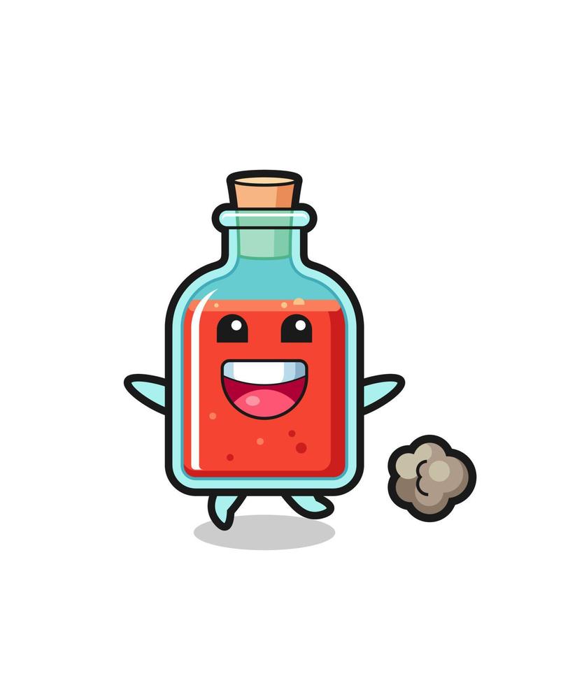 the happy square poison bottle cartoon with running pose vector