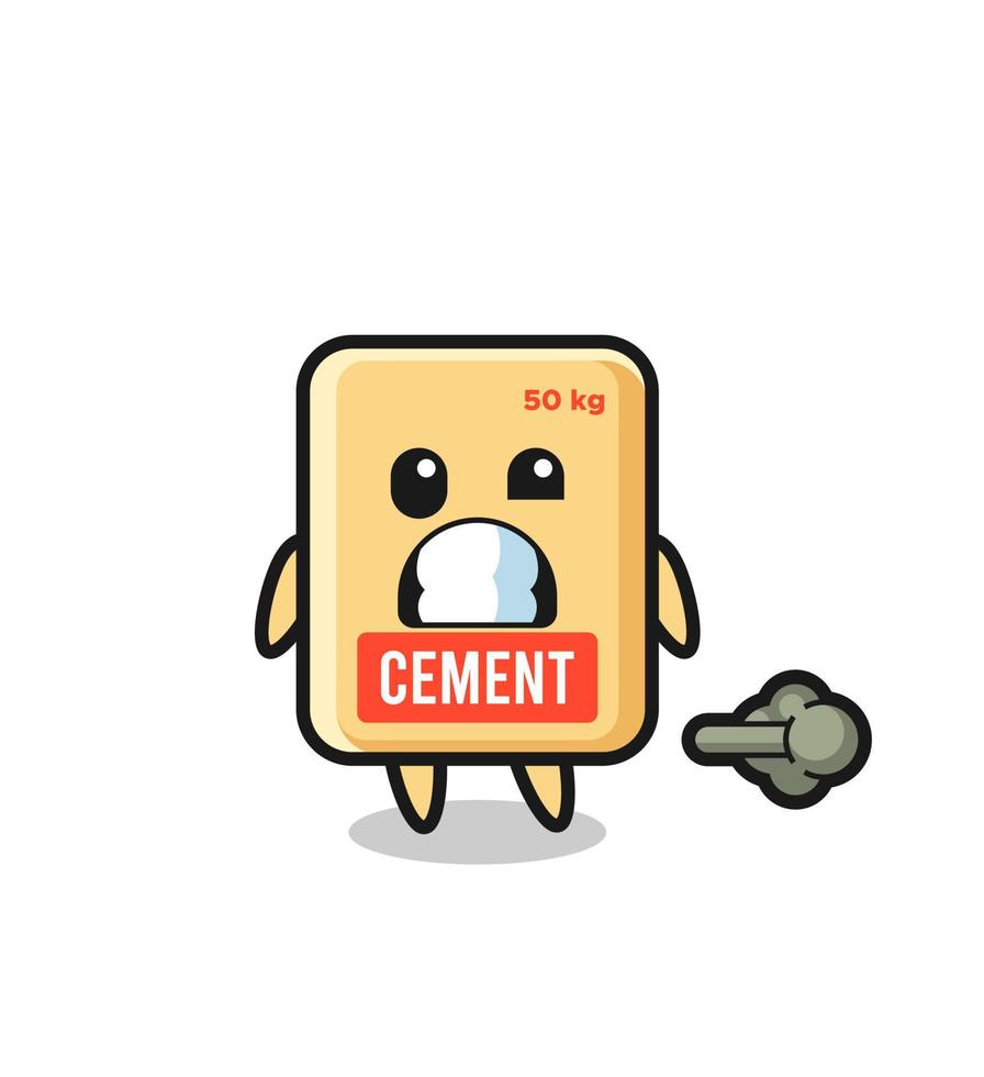 the illustration of the cement sack cartoon doing fart vector