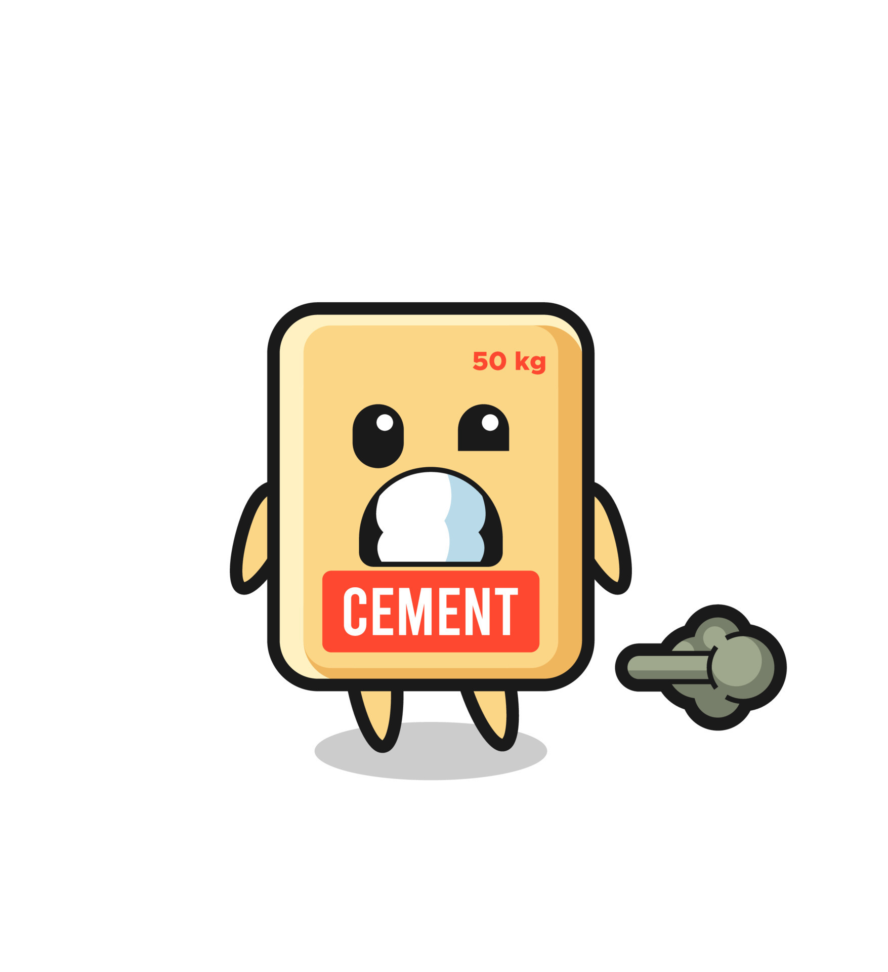 the illustration of the cement sack cartoon doing fart 7786984 Vector