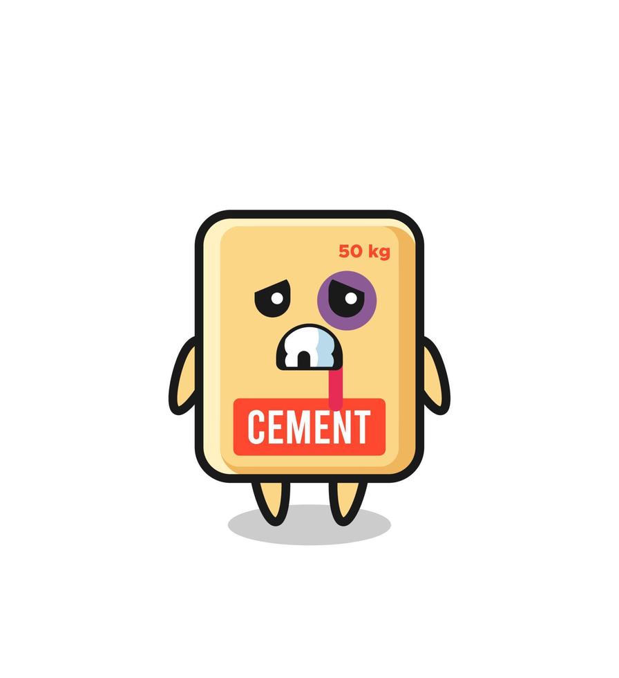 injured cement sack character with a bruised face vector