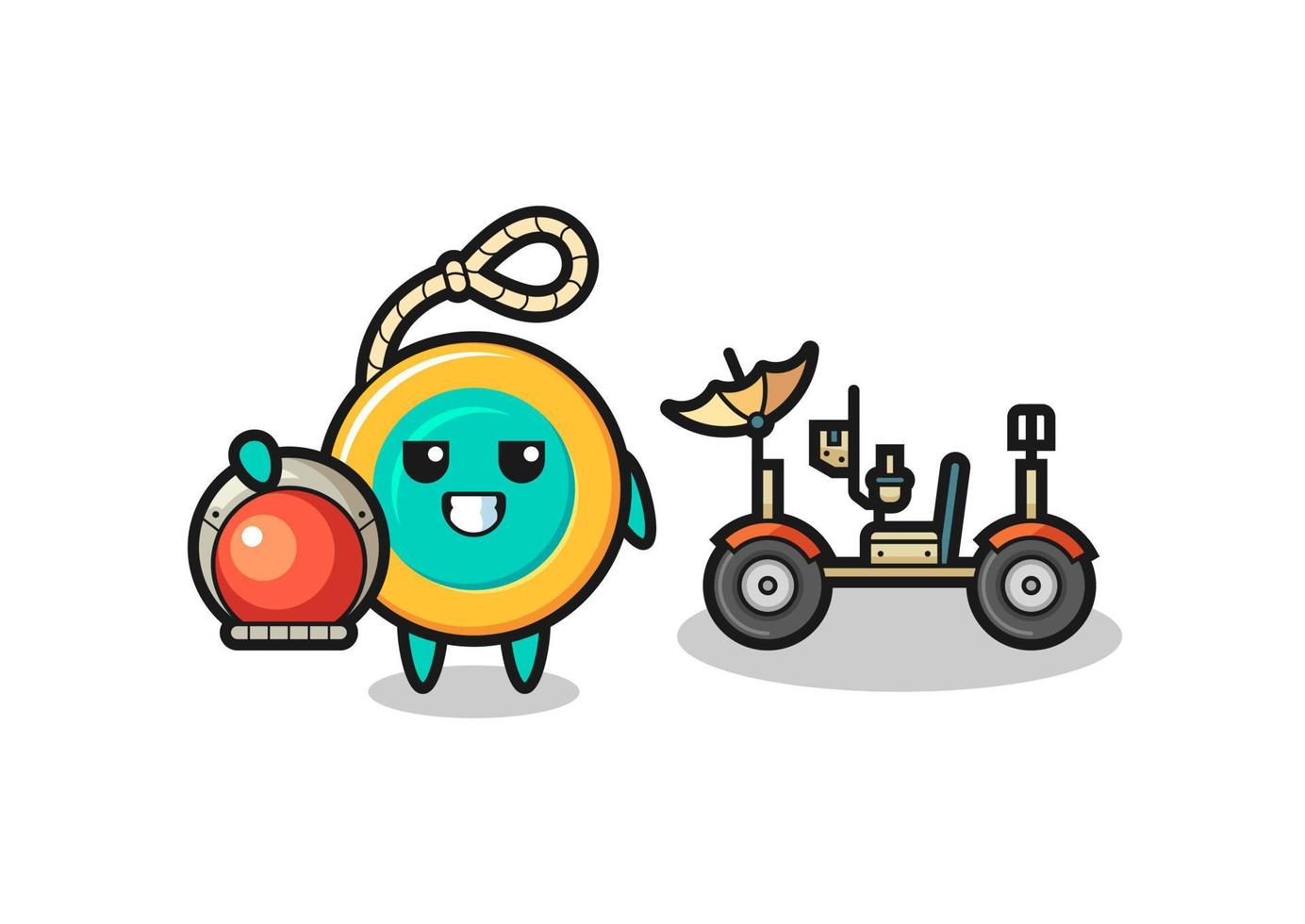 the cute yoyo as astronaut with a lunar rover vector