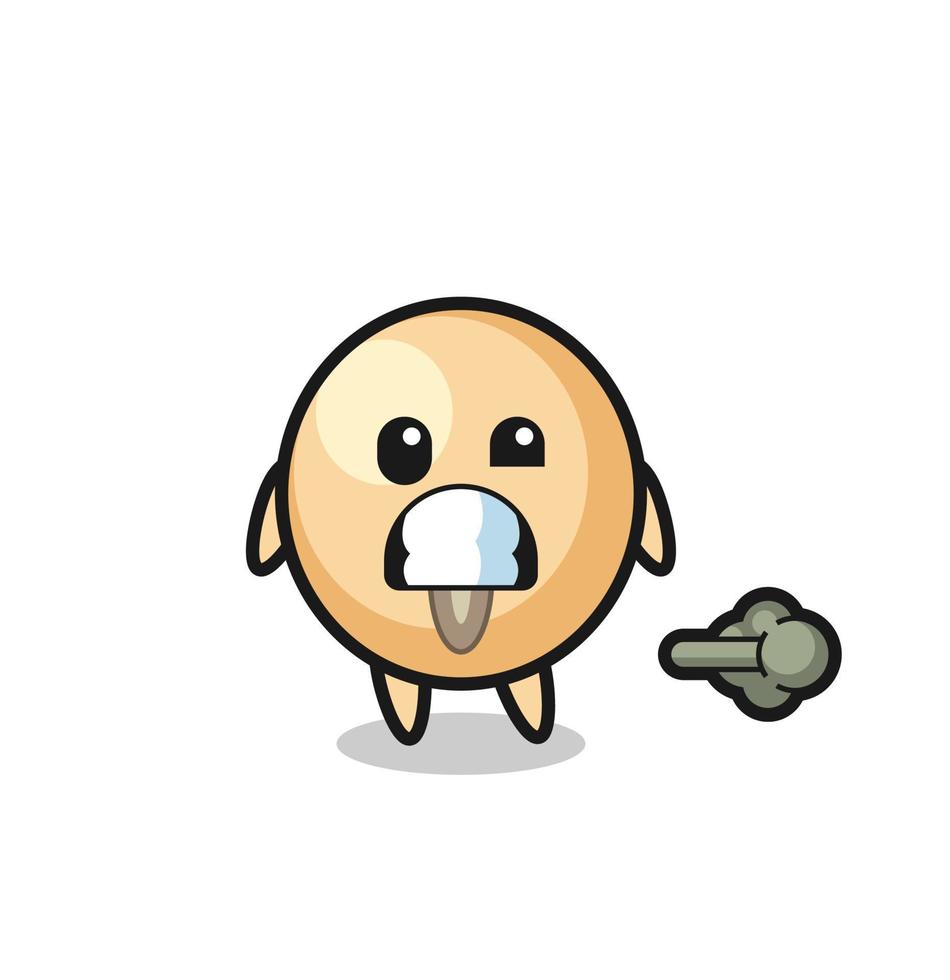 the illustration of the soy bean cartoon doing fart vector