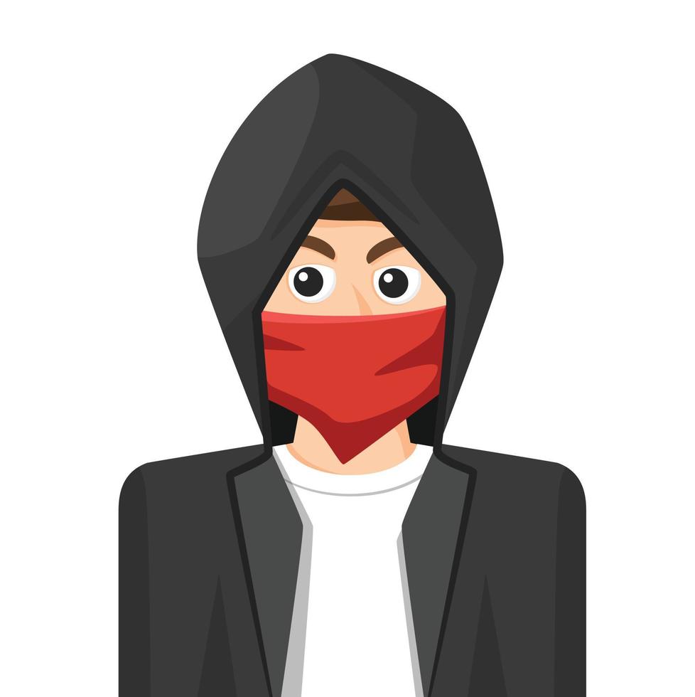 hacker en vector plano simple. icono o símbolo de perfil personal. Ilustración de vector de concepto de personas.