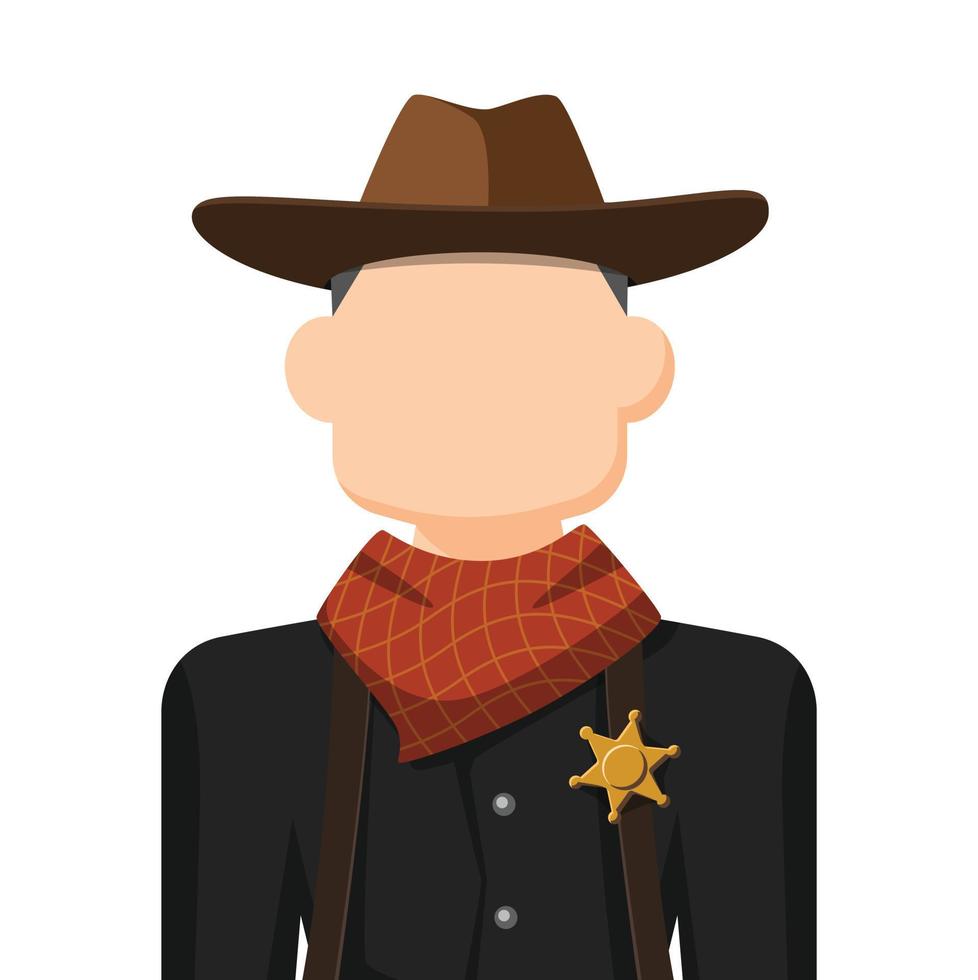 Cowboy in simple flat vector, personal profile icon or symbol, people concept vector illustration.
