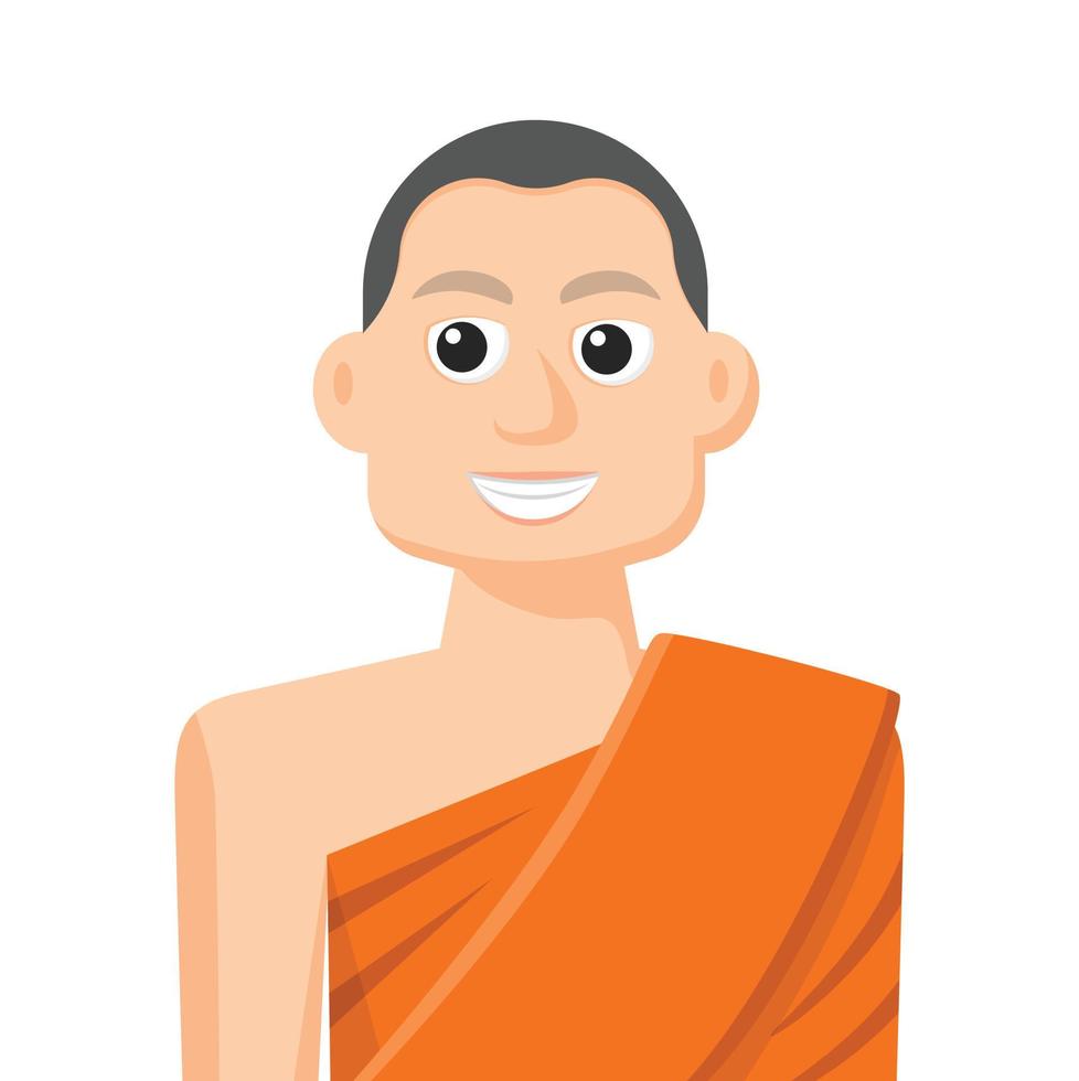 Monk in simple flat vector. personal profile icon or symbol. Religions people concept vector illustration.