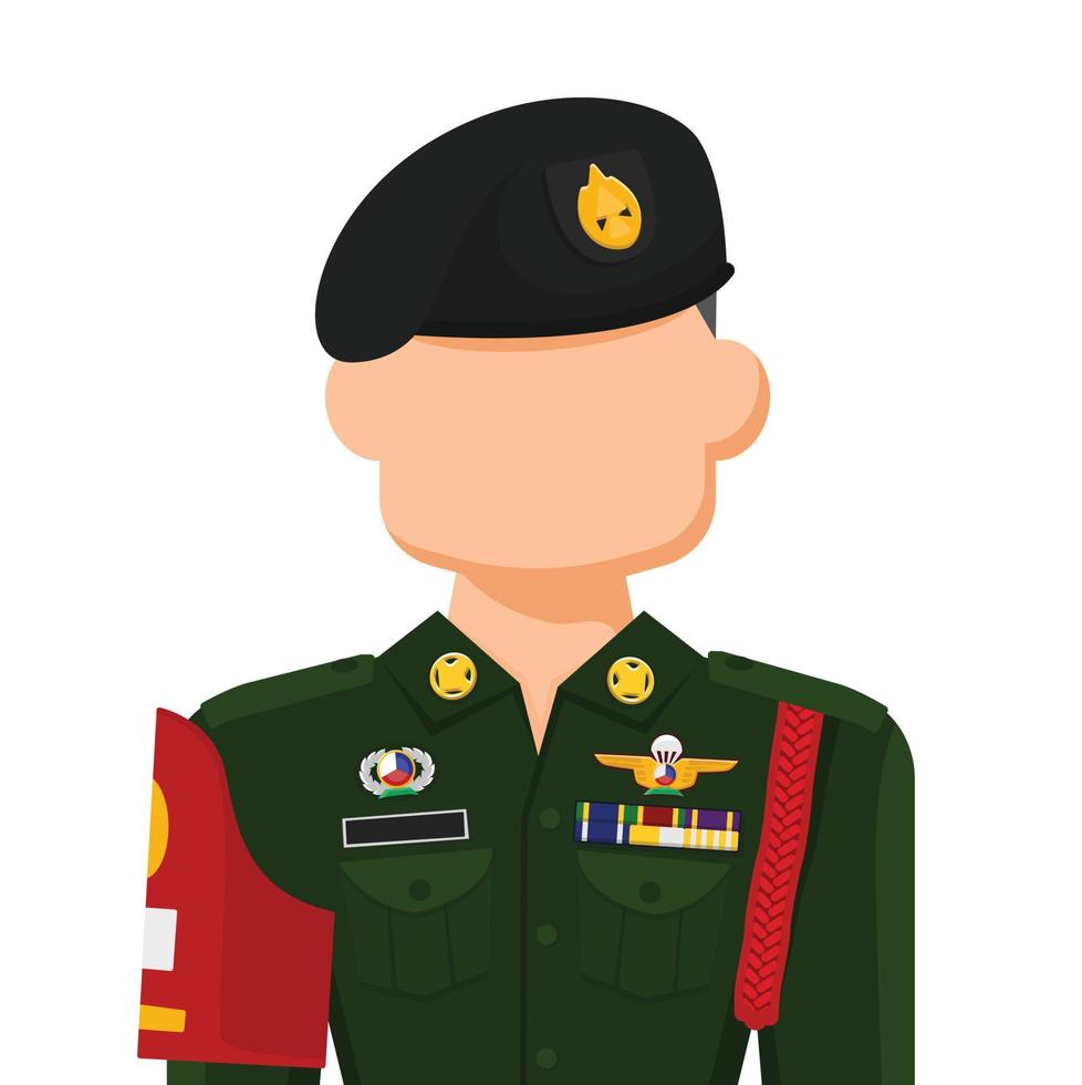 guardia de seguridad de tailandia en vector plano simple. icono o símbolo de perfil personal. Ilustración de vector de concepto de personas.