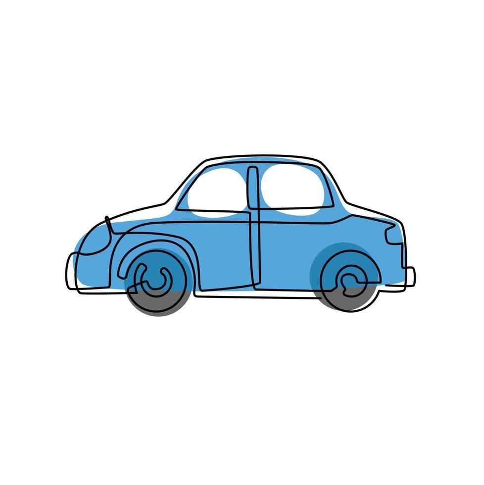 Continuous line of car. transportation concept object in simple thin vector illustration.