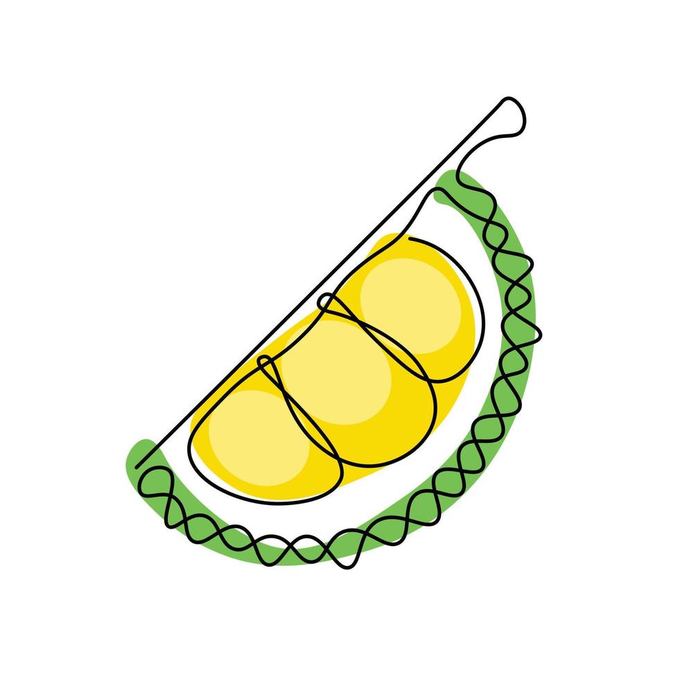 línea continua de durian. objeto de concepto de frutas en ilustración de vector delgado simple.