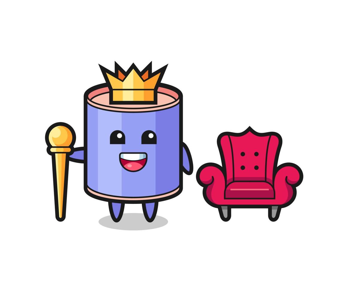 Mascot cartoon of cylinder piggy bank as a king vector