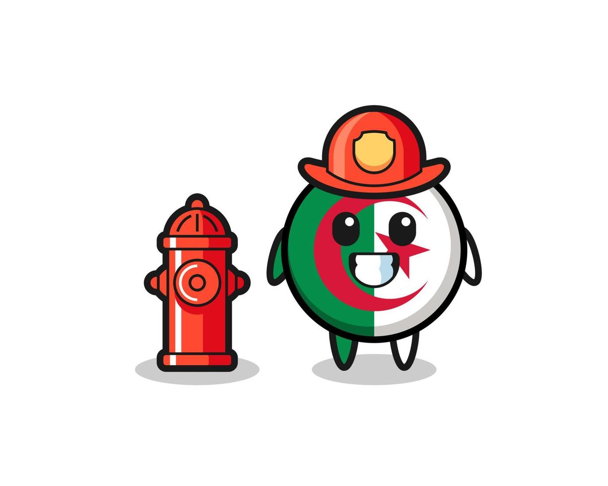 Mascot character of algeria flag as a firefighter vector