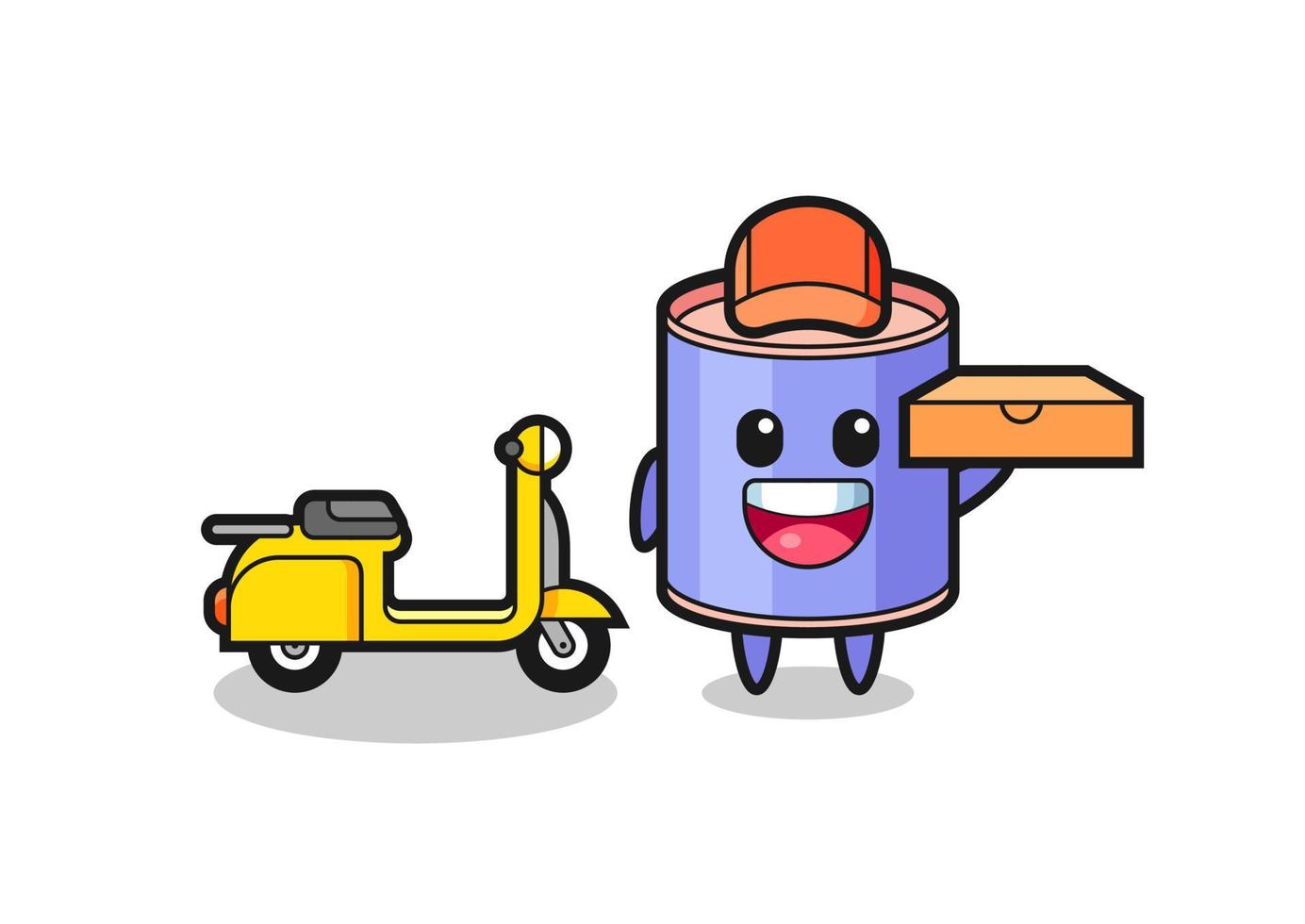 Character Illustration of cylinder piggy bank as a pizza deliveryman vector