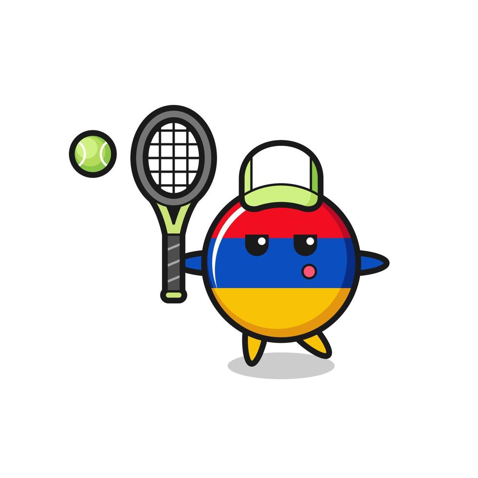 Cartoon character of armenia flag as a tennis player vector