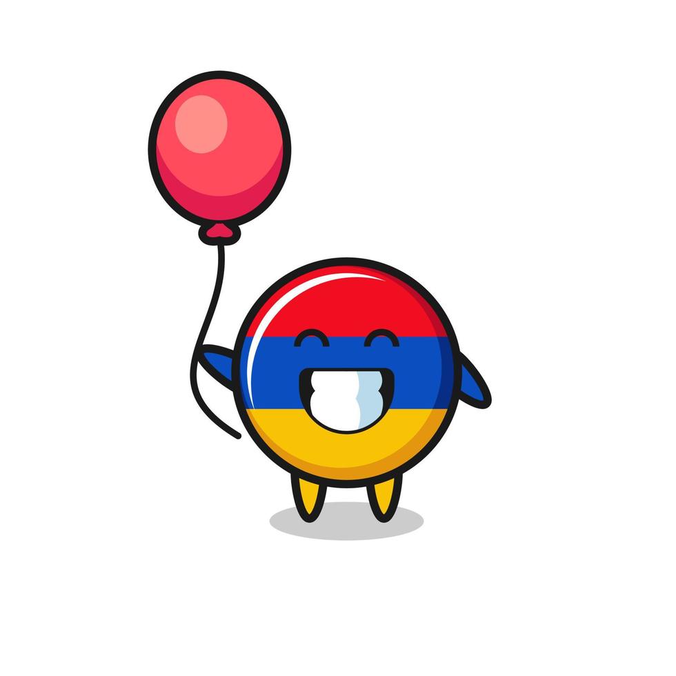 armenia flag mascot illustration is playing balloon vector