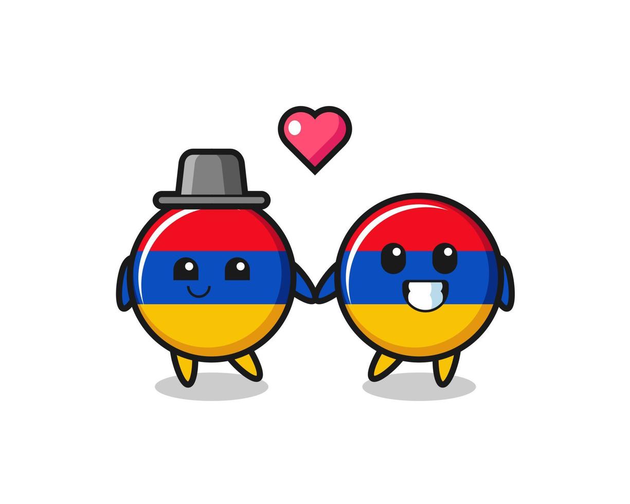 armenia flag cartoon character couple with fall in love gesture vector