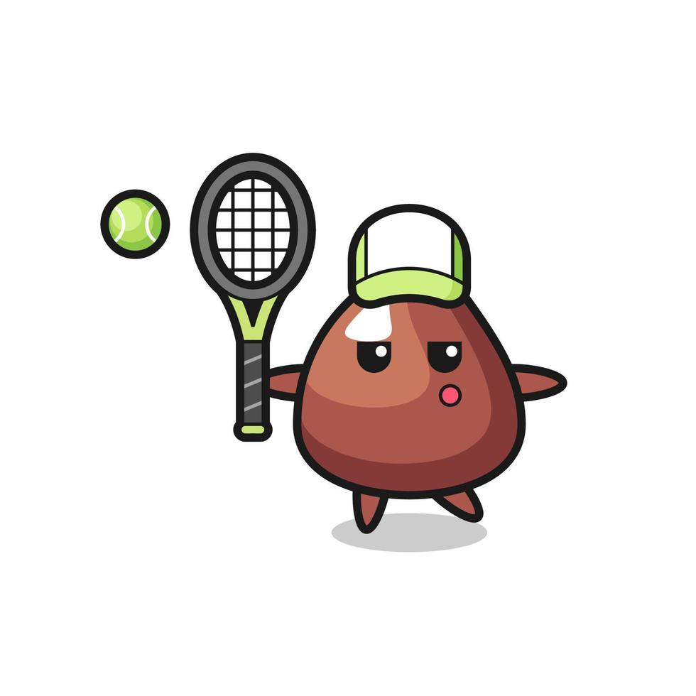 Cartoon character of choco chip as a tennis player vector