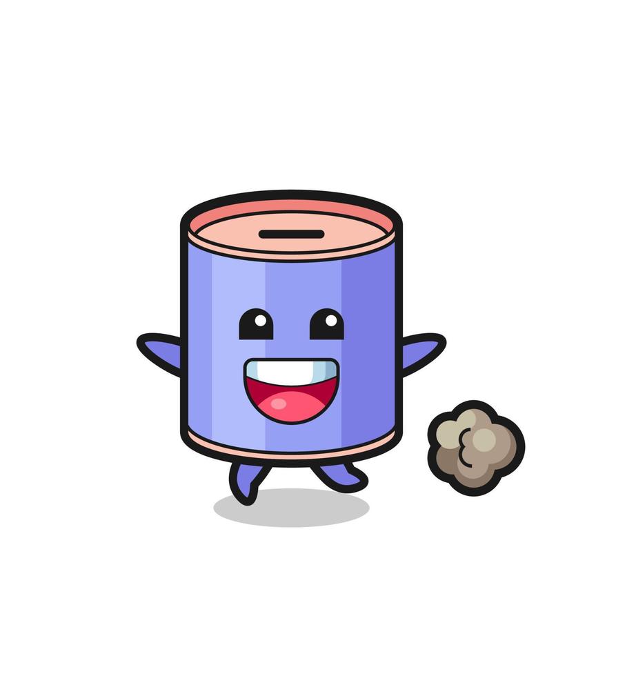 the happy cylinder piggy bank cartoon with running pose vector