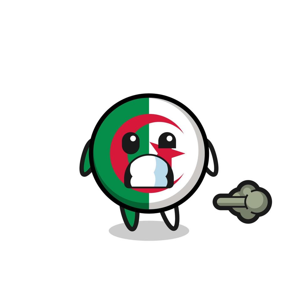 the illustration of the algeria flag cartoon doing fart vector