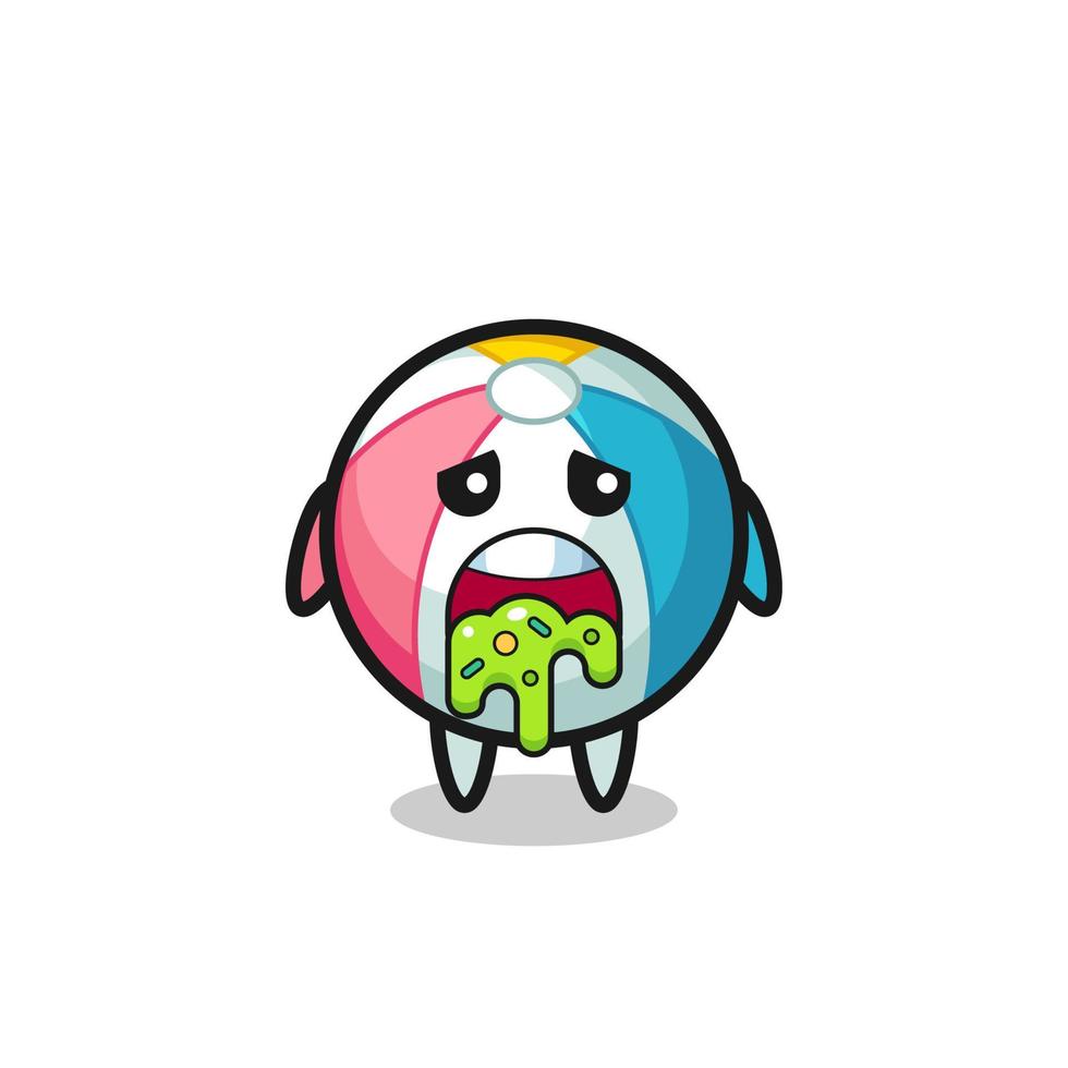 the cute beach ball character with puke vector