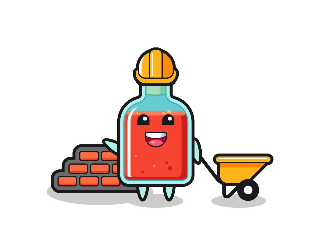 Cartoon character of square poison bottle as a builder vector