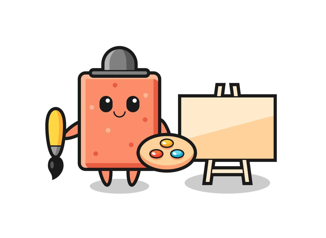 Illustration of brick mascot as a painter vector
