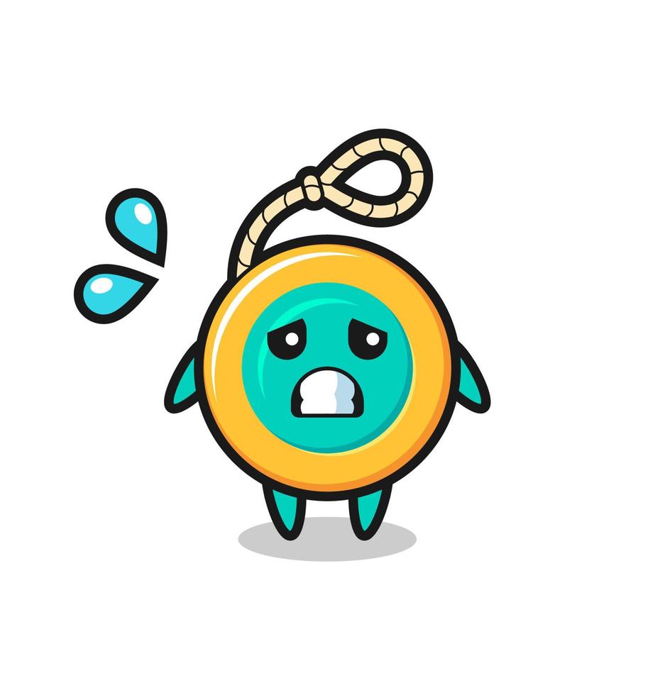 yoyo mascot character with afraid gesture vector