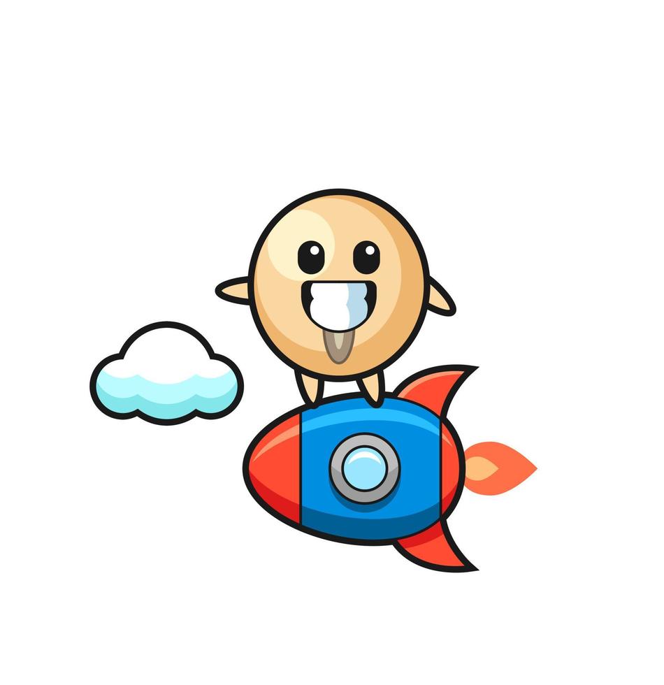 soy bean mascot character riding a rocket vector