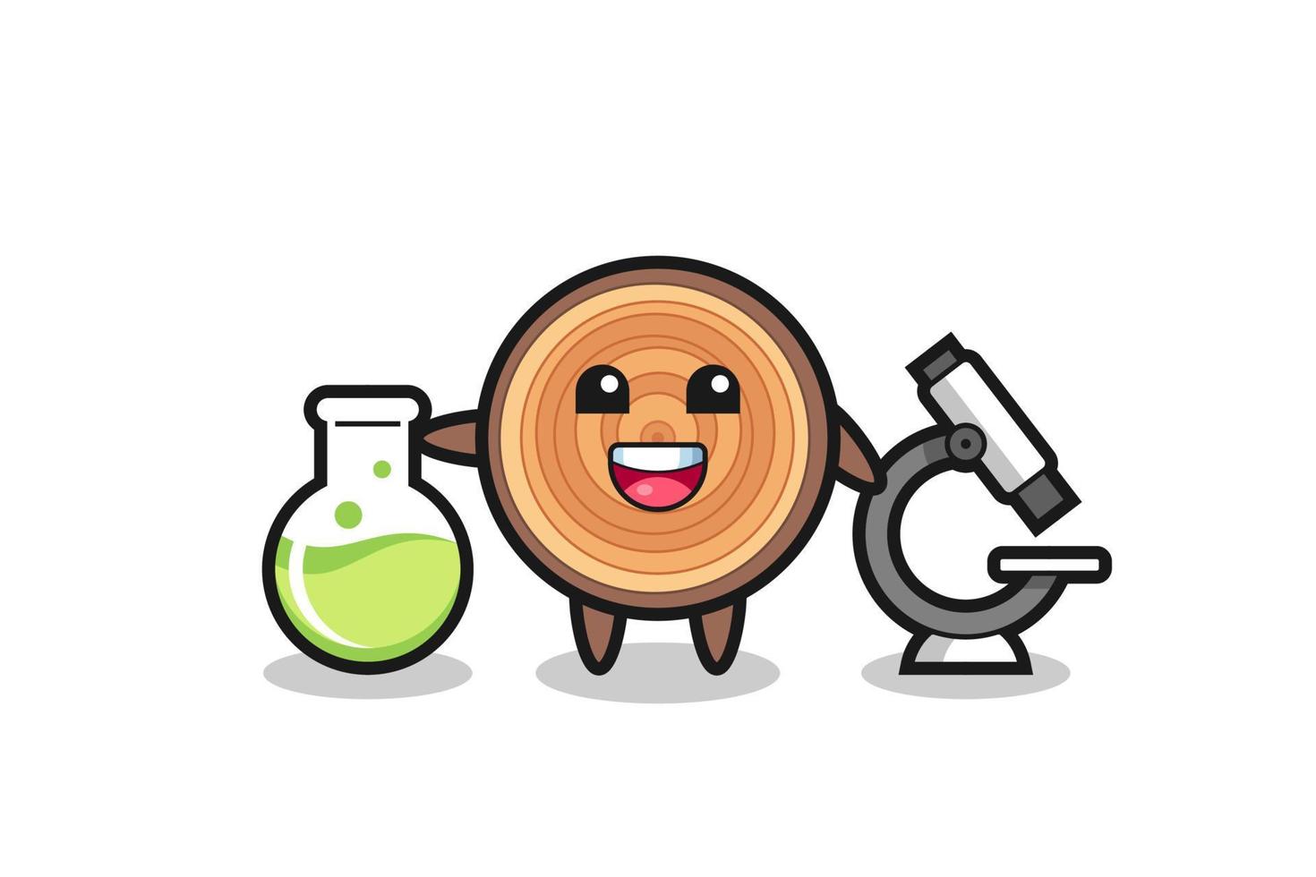 Mascot character of wood grain as a scientist vector