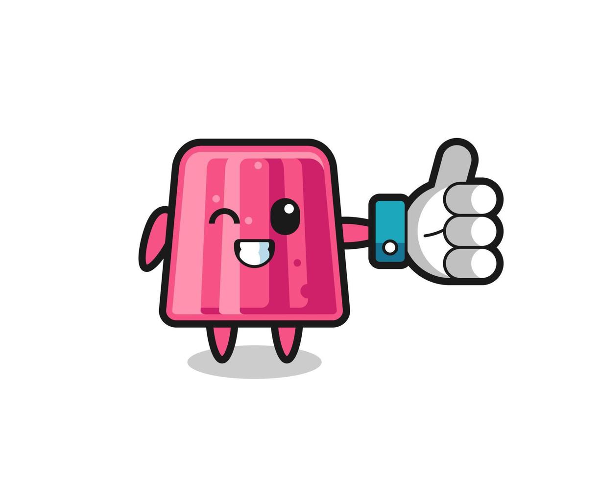 cute jelly with social media thumbs up symbol vector