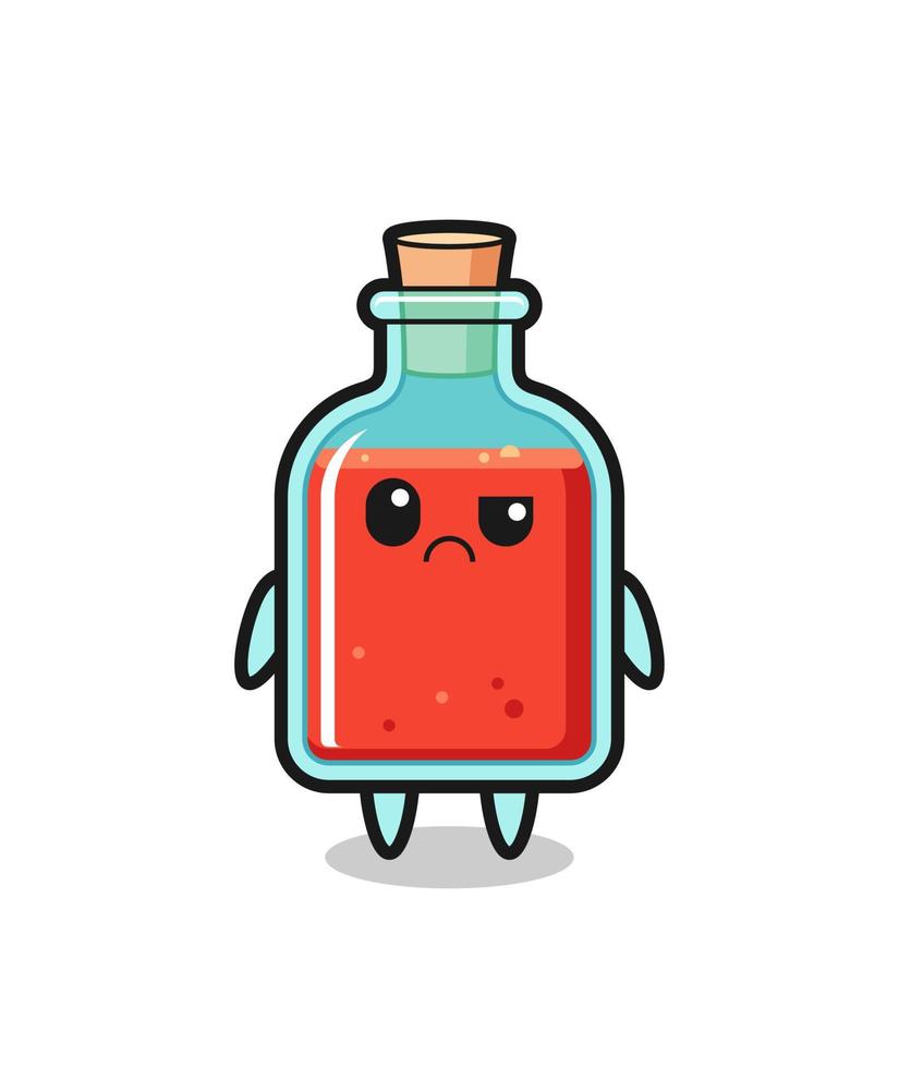 the mascot of the square poison bottle with sceptical face vector