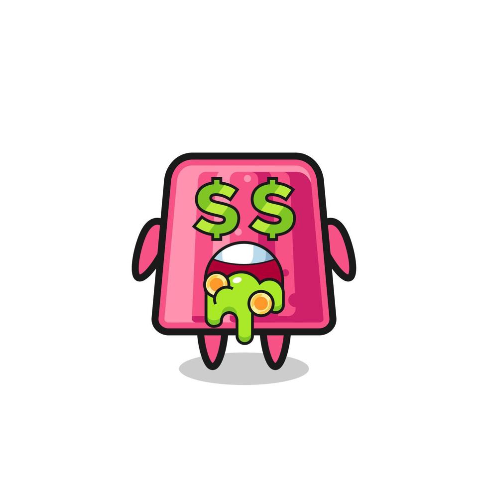 jelly character with an expression of crazy about money vector