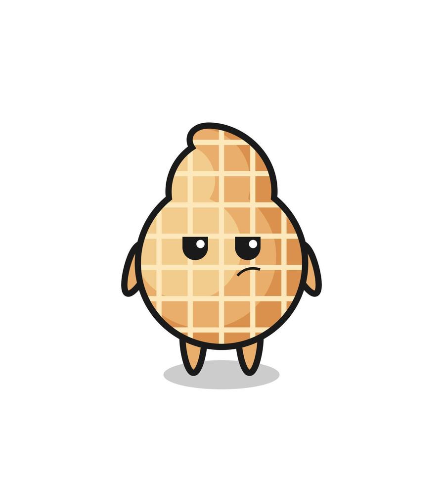 cute peanut character with suspicious expression vector