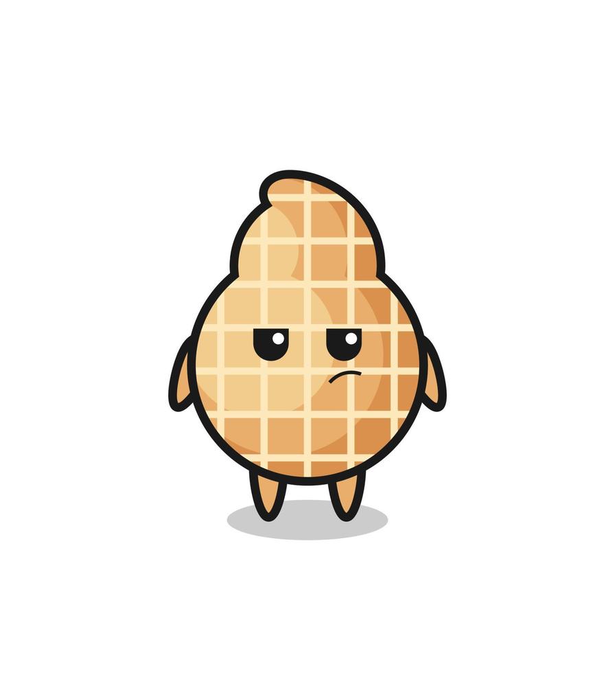 cute peanut character with suspicious expression vector