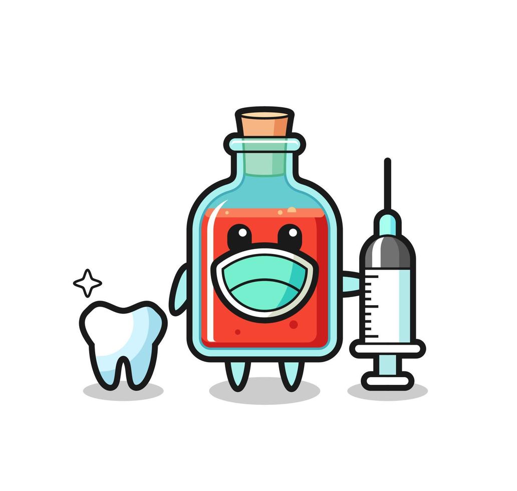 Mascot character of square poison bottle as a dentist vector