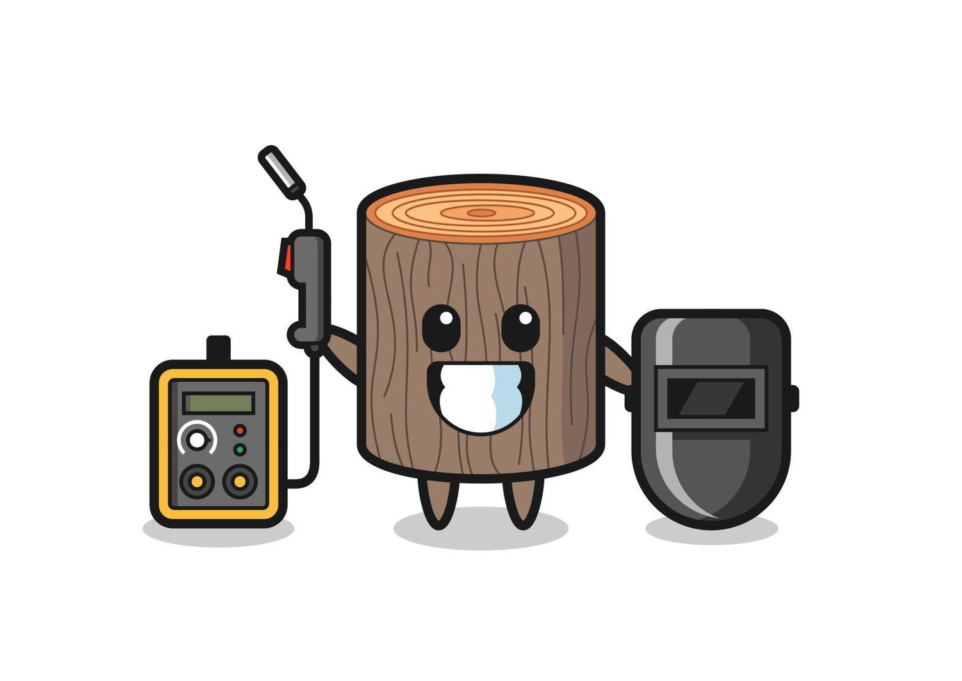 Character mascot of tree stump as a welder vector