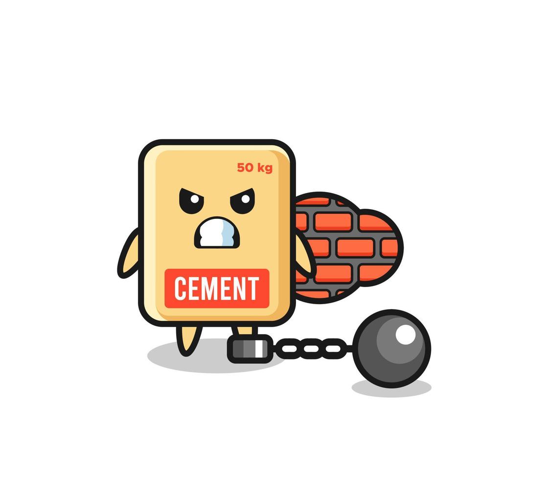 Character mascot of cement sack as a prisoner vector