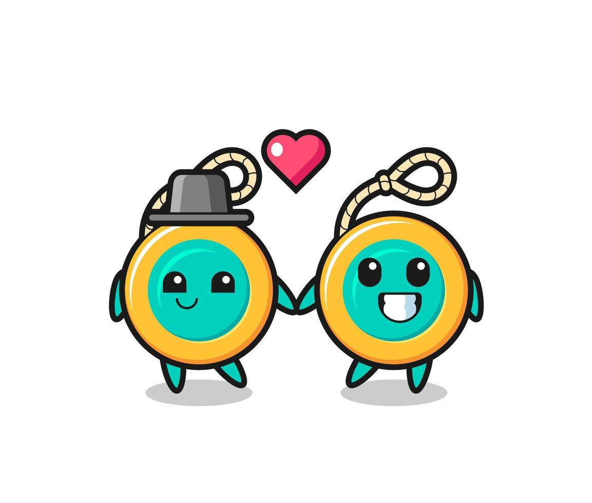 yoyo cartoon character couple with fall in love gesture vector