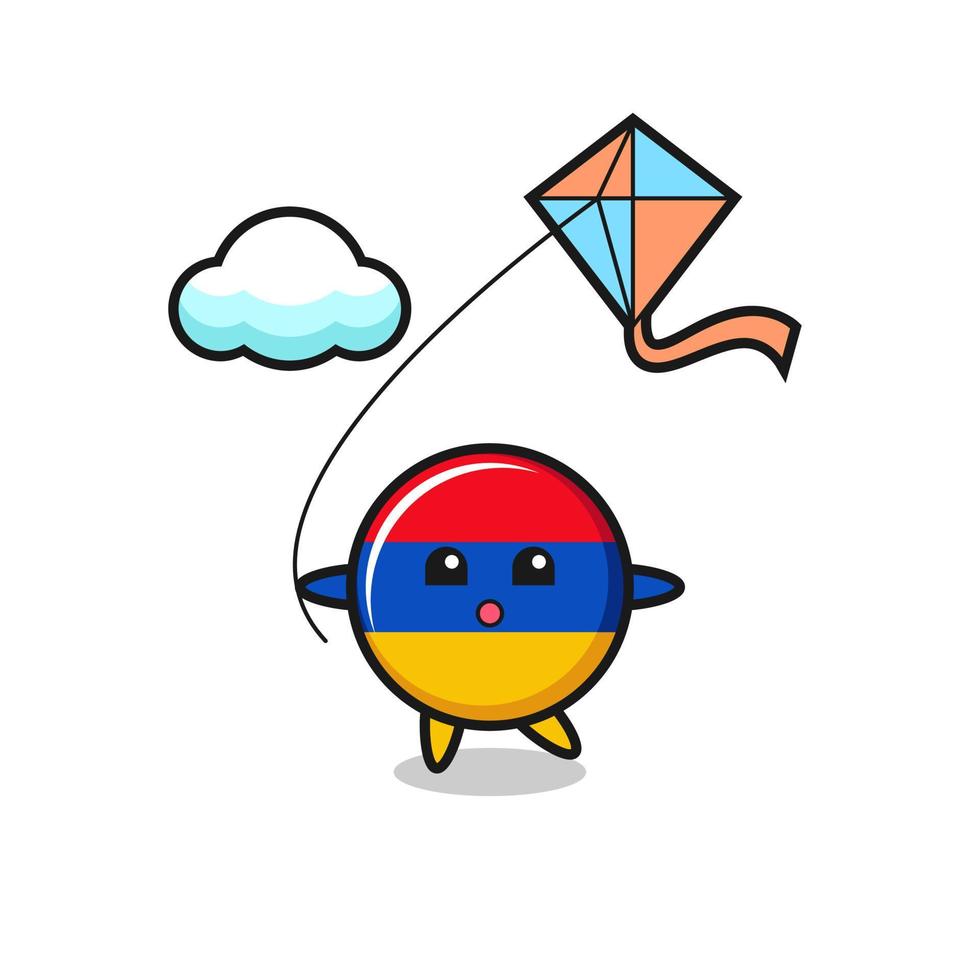 armenia flag mascot illustration is playing kite vector