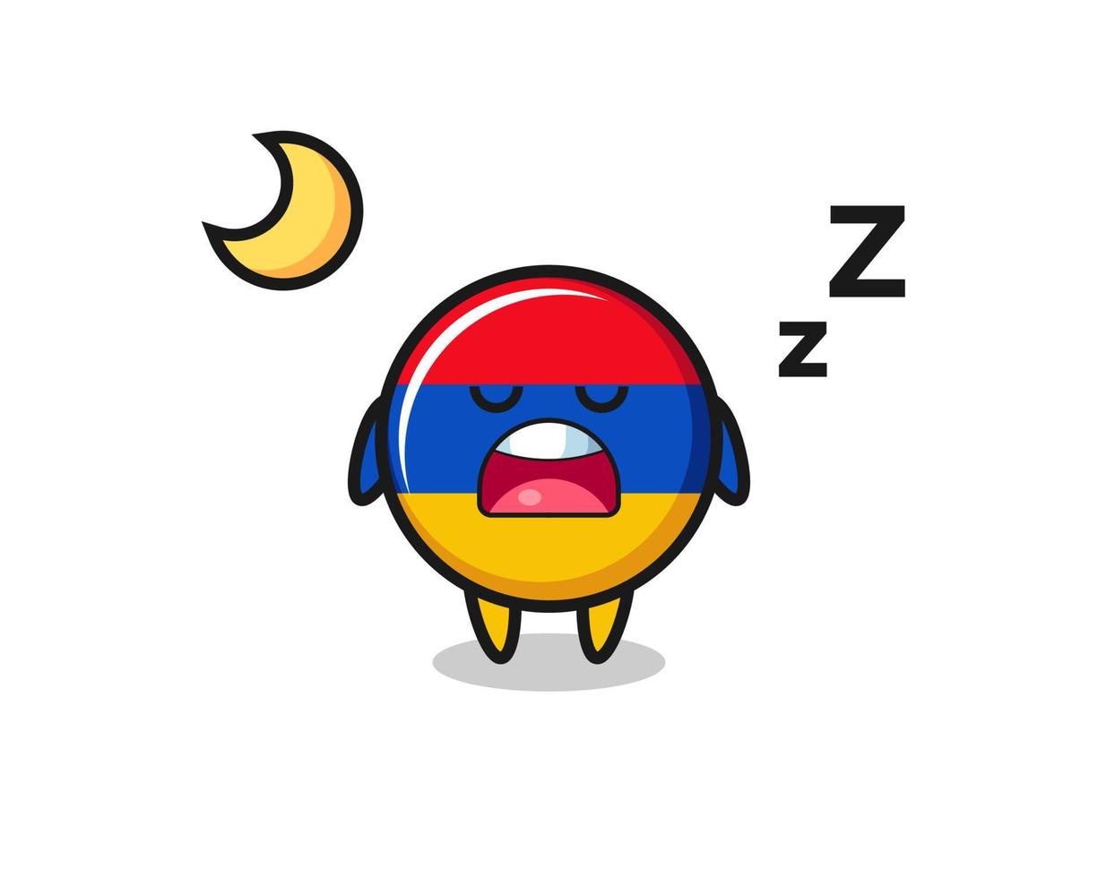 ilustración de personaje de bandera de armenia durmiendo en la noche vector