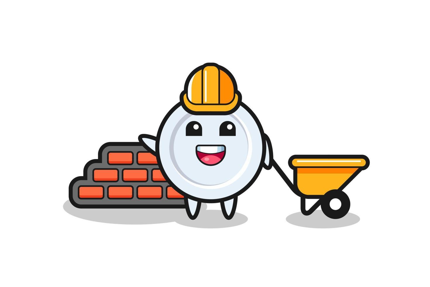 Cartoon character of plate as a builder vector