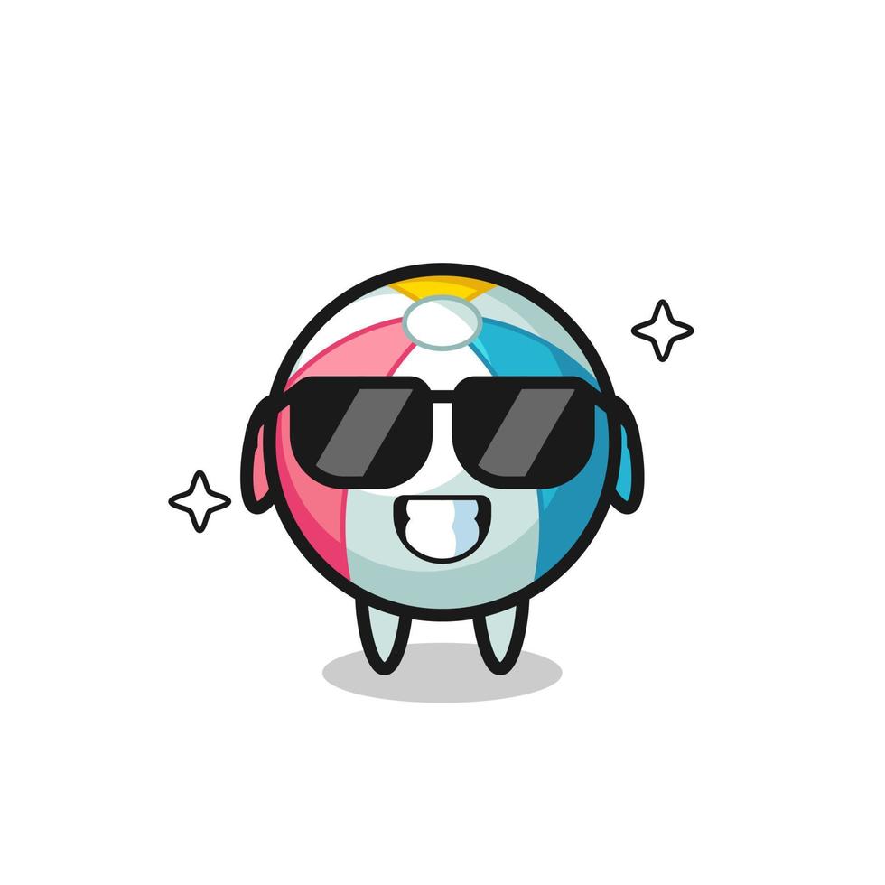 Cartoon mascot of beach ball with cool gesture vector