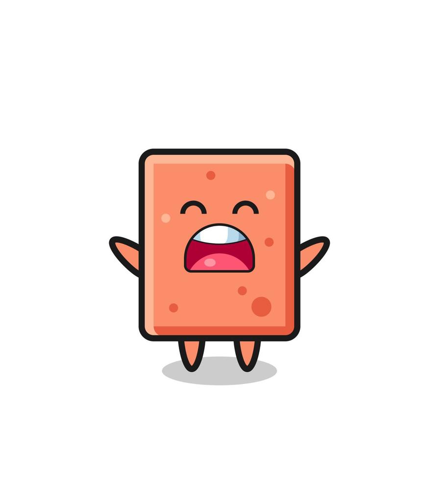 cute brick mascot with a yawn expression vector