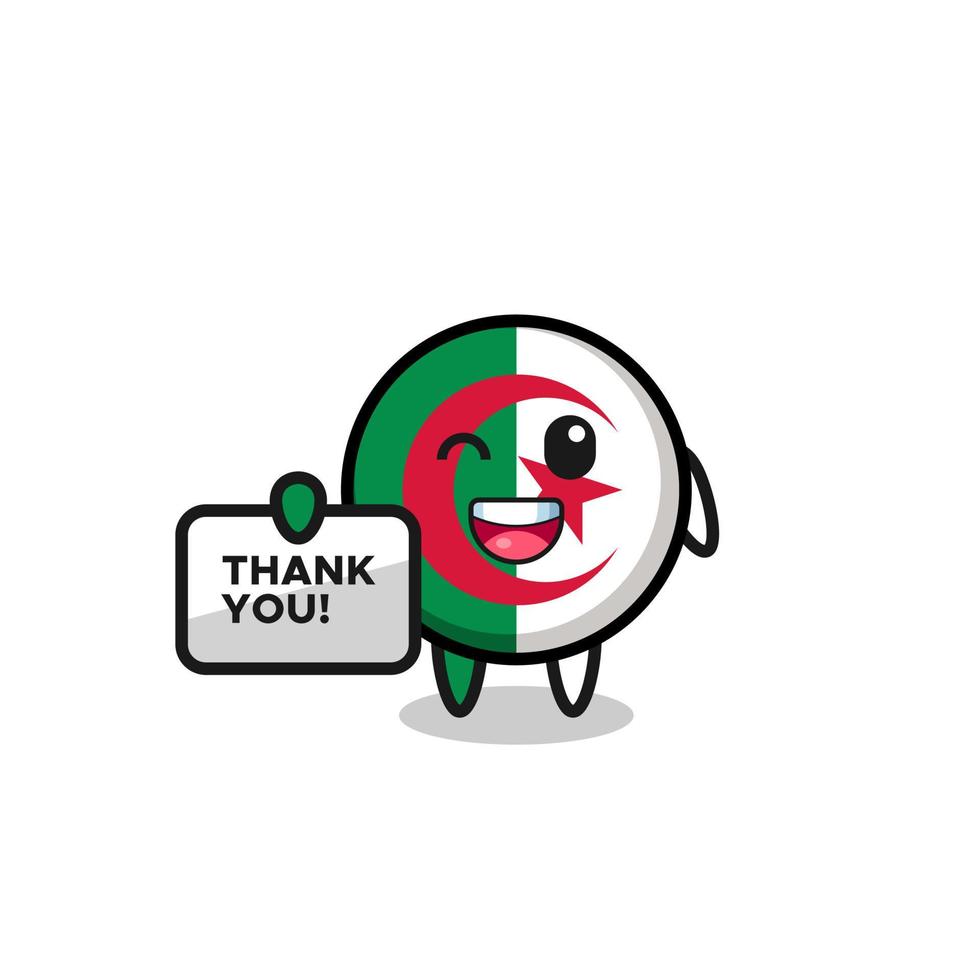 the mascot of the algeria flag holding a banner that says thank you vector