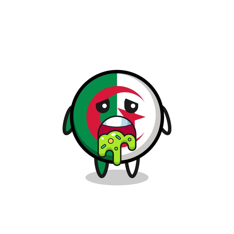 el lindo personaje de la bandera de argelia con vómito vector