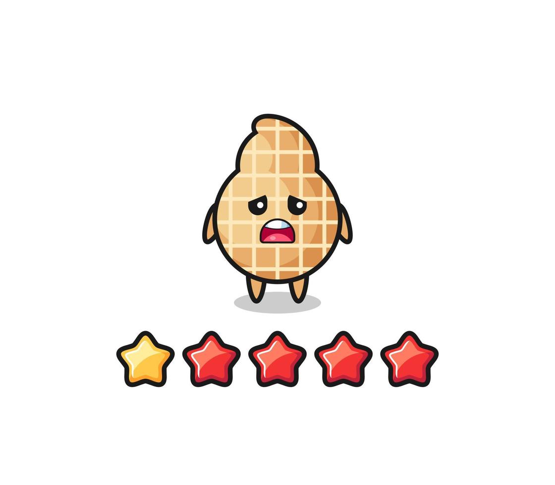 the illustration of customer bad rating, peanut cute character with 1 star vector