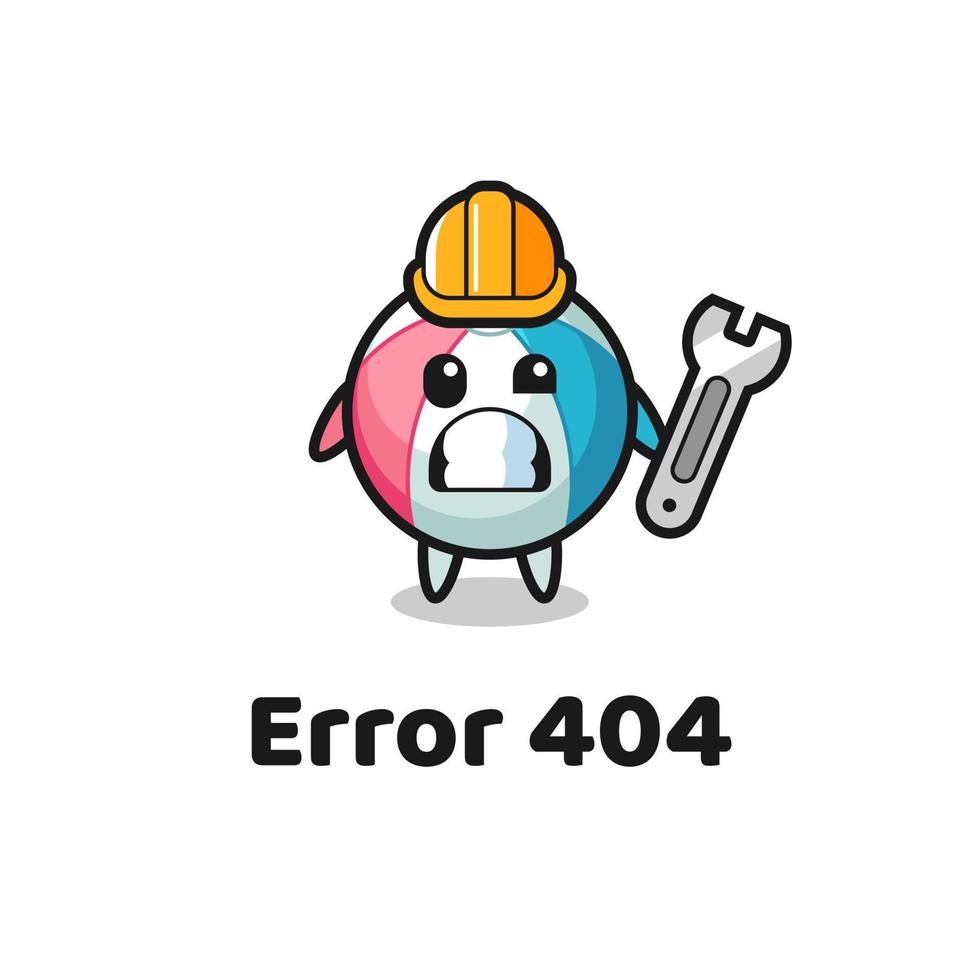 error 404 con la linda mascota de la pelota de playa vector