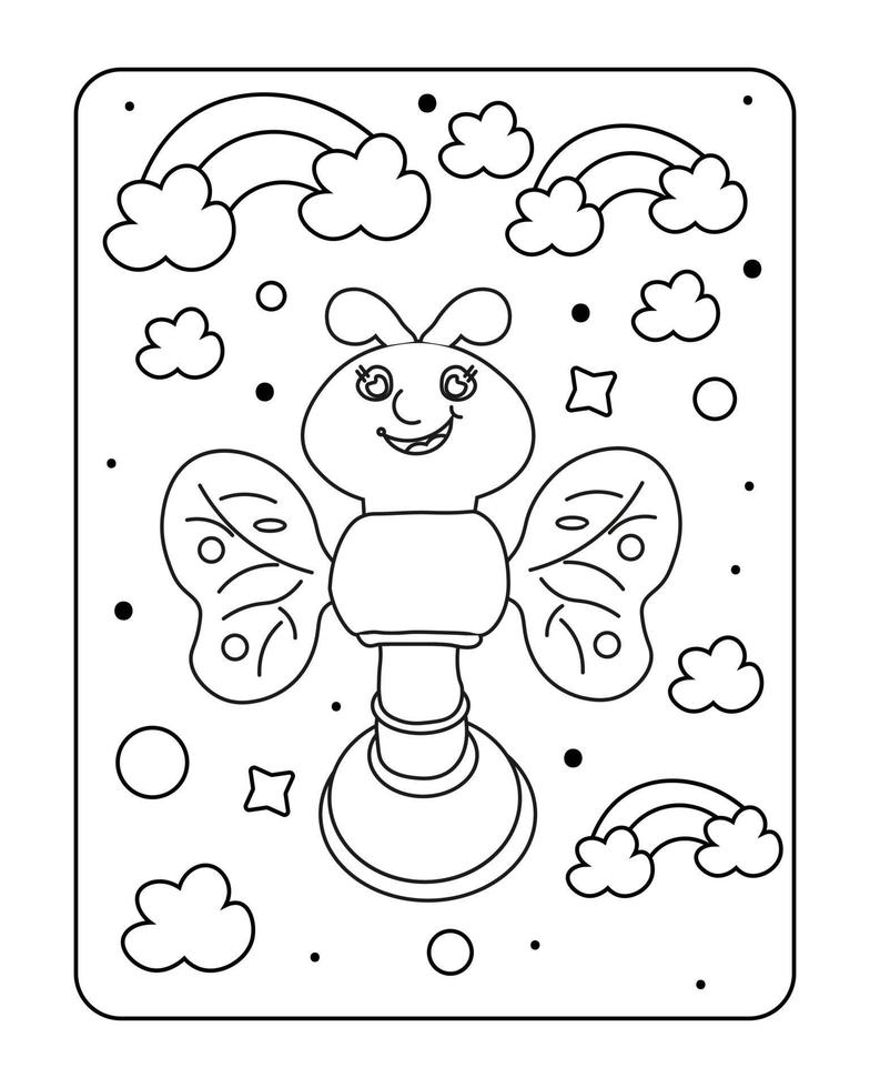 Baby toy coloring page, kids coloring page, kids kawaii coloring page vector