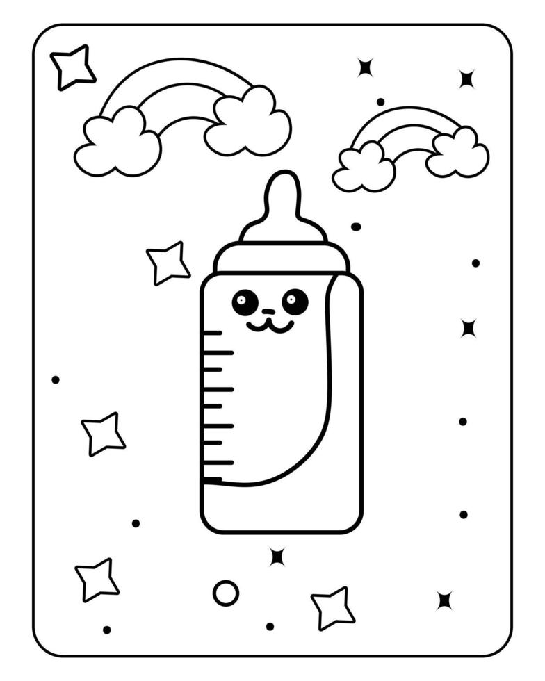 kawaii coloring page, kids coloring page, kids kawaii coloring page vector